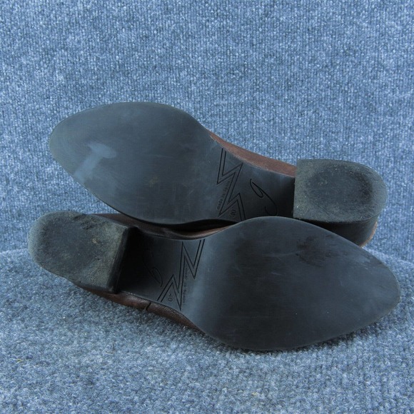 Eric Michael Brown Leather Ankle Boots Women 40 Side Zip Block Heel - Picture 7 of 9